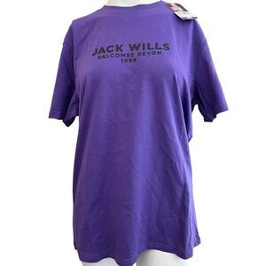 JACK WILLS Medium Fabulously British Purple Graphic T Shirt NWT Salcombe Devon